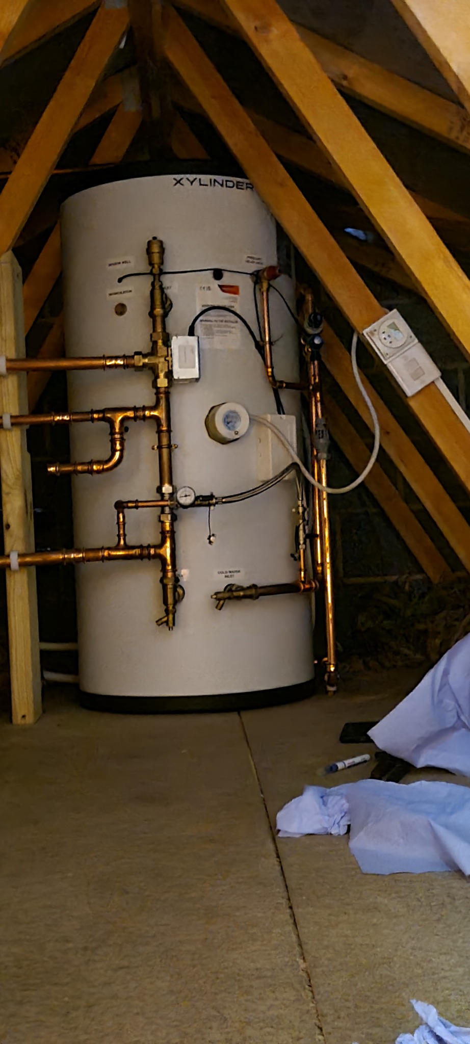 Cylinder installed in loft space