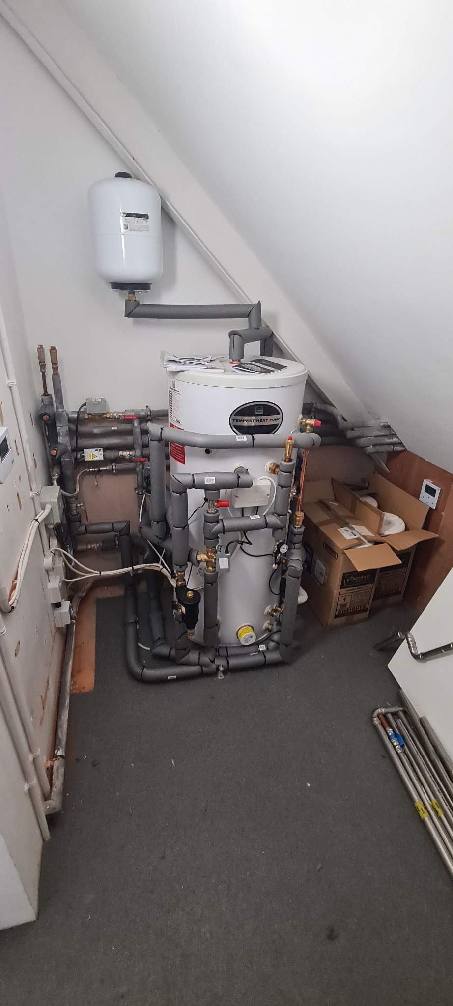 Large cylinder and pipework in plant room